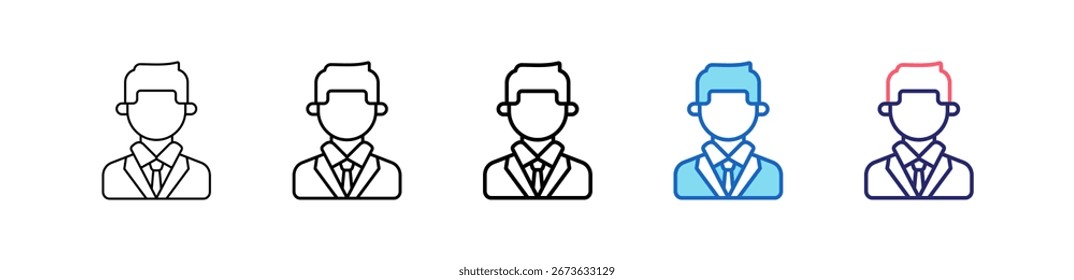 Ícone Do Empresário Em 5 Estilos Diferentes Conjunto Coleção.