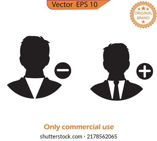 Businessman icon. Black color business man icon vector. Add user icon. People icon. Vector man profile sign. 