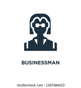 Businessman icon. Black filled vector illustration. Businessman symbol on white background. Can be used in web and mobile.
