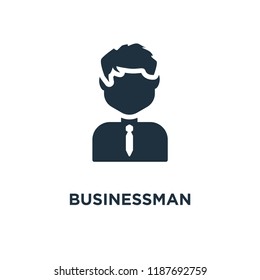Businessman icon. Black filled vector illustration. Businessman symbol on white background. Can be used in web and mobile.