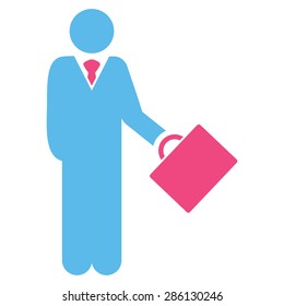 Businessman icon from Business Bicolor Set. This flat vector symbol uses pink and blue colors, rounded angles, and isolated on a white background.