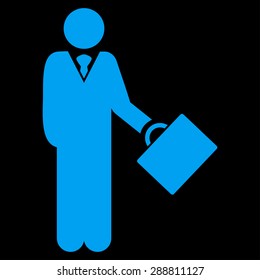 Businessman icon from Business Bicolor Set. This flat vector symbol uses blue color, rounded angles, and isolated on a black background.