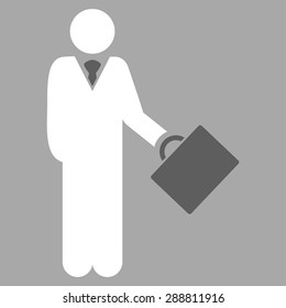 Businessman icon from Business Bicolor Set. This flat vector symbol uses dark gray and white colors, rounded angles, and isolated on a silver background.