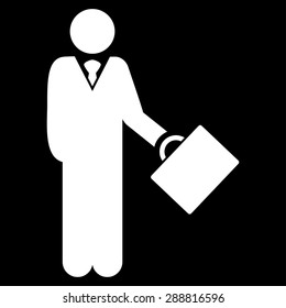 Businessman icon from Business Bicolor Set. This flat vector symbol uses white color, rounded angles, and isolated on a black background.