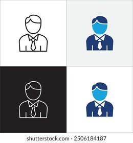 Businessman icon. Business woman icons. Professional company person or worker symbol. Anonymous profile, people and user account symbol. Vector stock icons illustration.