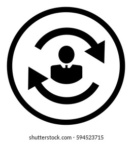 Businessman icon in circle on white background