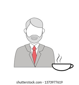 businessman icon with a coffee. coffee break. vector illustration.