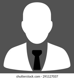 Businessman icon from Commerce Set. Vector style: bicolor flat symbol, black and white colors, rounded angles, gray background.