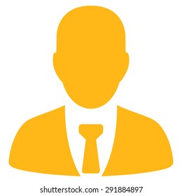 Businessman icon from Commerce Set. Vector style: flat symbol, yellow color, rounded angles, white background.