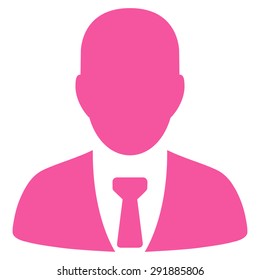 Businessman icon from Commerce Set. Vector style: flat symbol, pink color, rounded angles, white background.