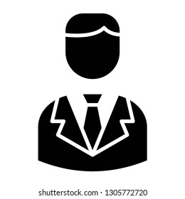 businessman icon design with creative modern concept and black and white glyph style logo shape for finance, ui, website, ecommerce, banking, web button design vector eps 10