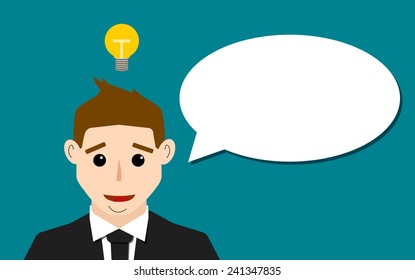 Businessman icon with dialog speech bubble.