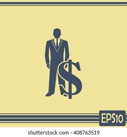 Businessman icon with dollar sign - business & financial concept