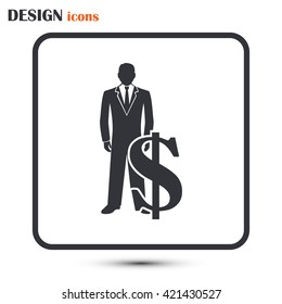 Businessman icon with dollar sign - business & financial concept