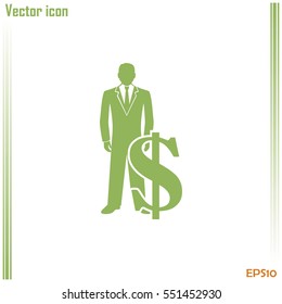 Businessman icon with dollar sign - business & financial concept