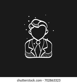 Businessman icon in doodle sketch lines. Business office finance