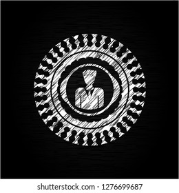 businessman icon drawn on blackboard