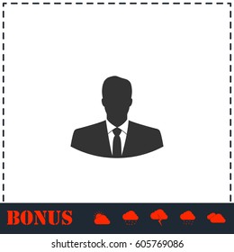 Businessman icon flat. Simple vector symbol and bonus icon