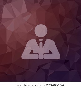 Businessman icon in flat style for web and mobile, modern minimalistic flat design. Vector white icon on abstract polygonal background