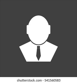 Businessman icon flat. Vector white illustration isolated on black background. Flat symbol
