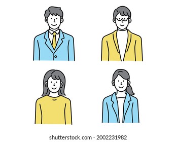 Businessman icon illustration.salaryman, career woman, woman, man, communication