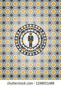 businessman icon inside arabesque badge. arabic decoration.