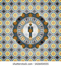 businessman icon inside arabesque badge. arabic decoration.