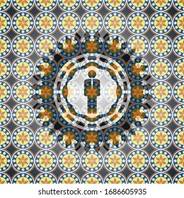 businessman icon inside arabesque badge background. arabic decoration.