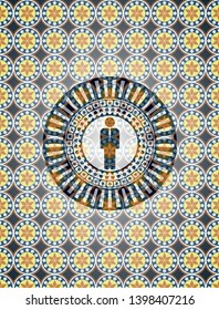 businessman icon inside arabic emblem. Arabesque decoration.
