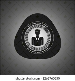 businessman icon inside black badge