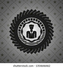 businessman icon inside black emblem