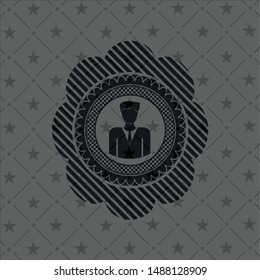 businessman icon inside black emblem