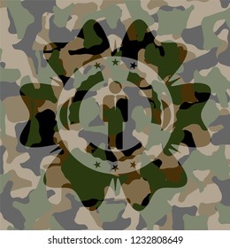 businessman icon inside camouflage emblem