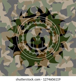 businessman icon inside camouflage texture