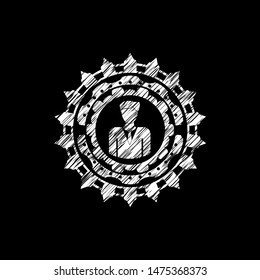 businessman icon inside chalk emblem