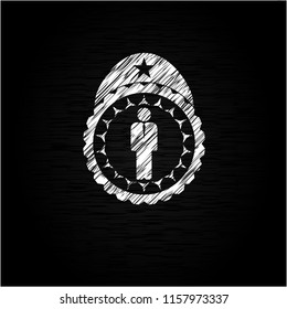 businessman icon inside chalkboard emblem on black board