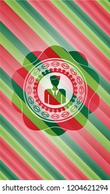 businessman icon inside christmas badge background.