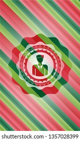 businessman icon inside christmas badge background.