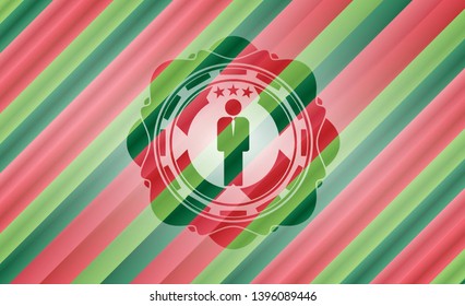 businessman icon inside christmas badge background.