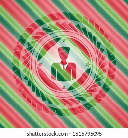 businessman icon inside christmas badge.