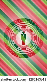 businessman icon inside christmas colors emblem.
