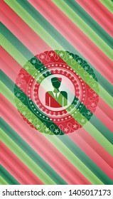 businessman icon inside christmas colors style emblem.