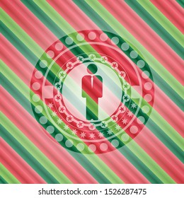 businessman icon inside christmas colors emblem.