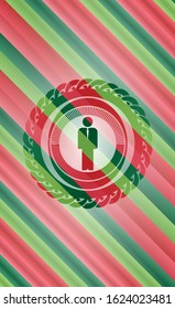 businessman icon inside christmas colors emblem.