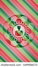businessman icon inside christmas colors style badge.
