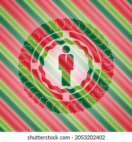 businessman icon inside christmas colors style badge. 