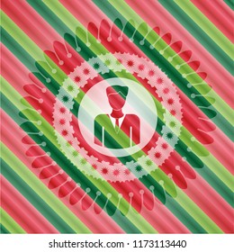 businessman icon inside christmas emblem background.
