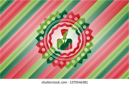 businessman icon inside christmas emblem.