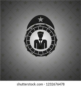 businessman icon inside dark badge