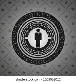 businessman icon inside dark emblem